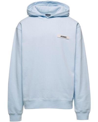 Jacquemus 'Le Hoodie Gros-Grain' Light Hoodie With Logo Patch In - Blue