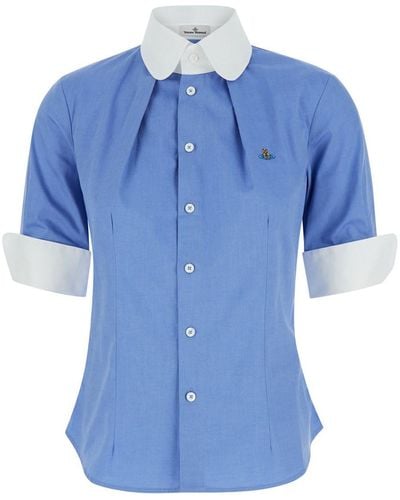 Vivienne Westwood Light Shirt With Stand Up Collar - Blue
