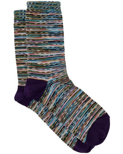 Missoni Short Socks In Lightweight Knit Woman - Blue