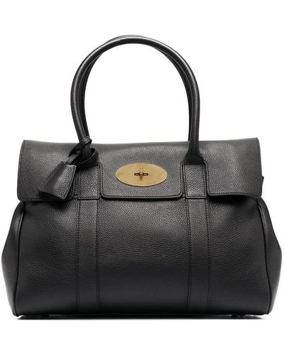 Mulberry 'bayswater' Black Handbag With Twist-lock Fastening In Grainy Leather