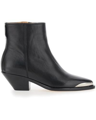 Isabel Marant 'Adnae' Pointed Ankle Boots With Metal Detail And - Black