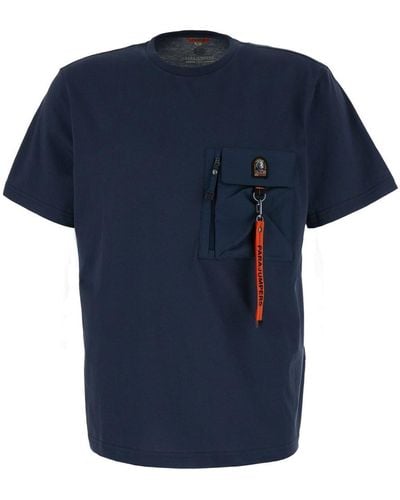 Parajumpers T-Shirt Con Tasca Applicata E Zip - Blu