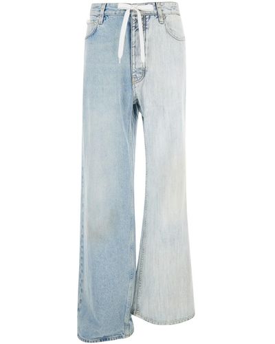 Balenciaga 'Fifty-Fifty' Light Jeans With Asymmetric Legs - Blue