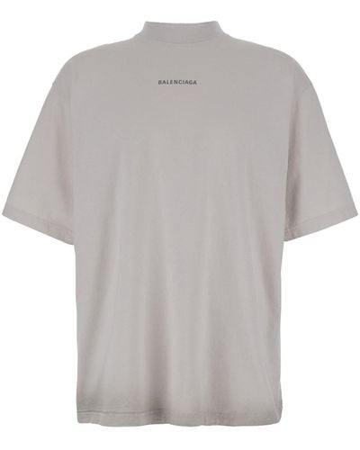 Balenciaga T-Shirt With Logo Lettering - Grey