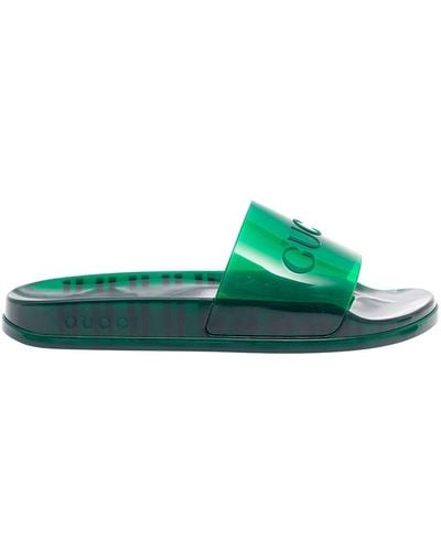 Gucci Man Transparent Rubber Slide Sandals - Green