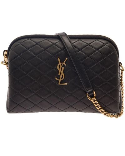 Saint Laurent 'Gaby' Pouch With Shoulder Strap And Carré-Quilted - Black