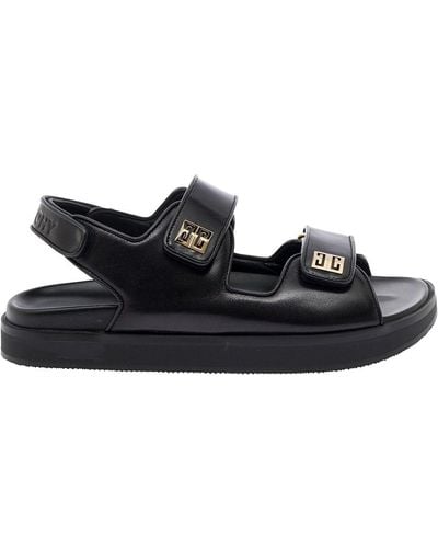 Givenchy Flat Sandals With Straps And 4G Detail - Black