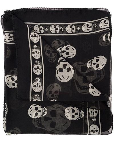 Alexander McQueen Scarf With Skull Print All-Over - Black