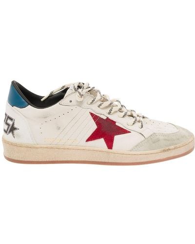 Golden Goose 'Ball-Star' Vintage Low Top Trainers With Logo - Pink