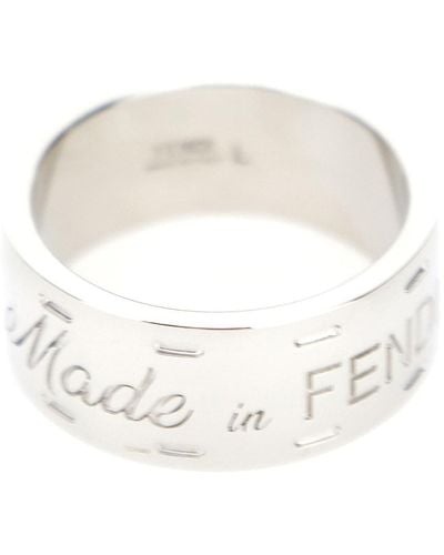 Fendi Tone Ring With Lettering Engraving - White