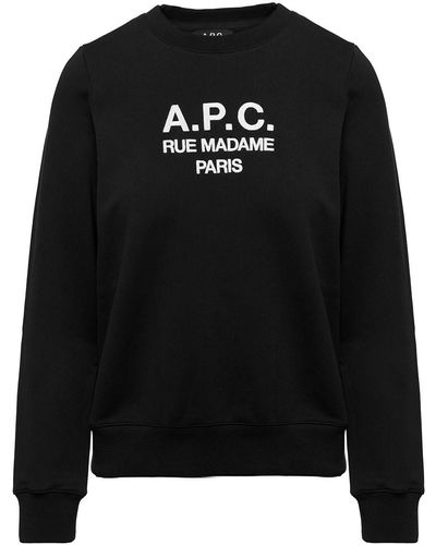 A.P.C. 'Tina' Crewneck Sweatshirt With Contrasting Logo Print - Black