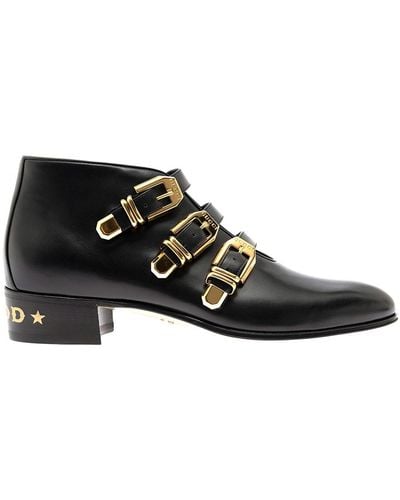 Gucci Leather Ankle Boots With Buckle - Black