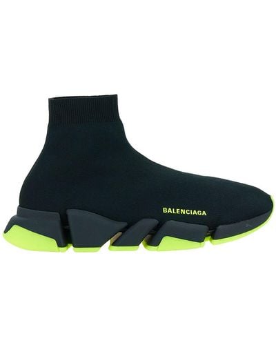 Balenciaga 'Speed 2.0' Sneakers With Neon Detail - Blue