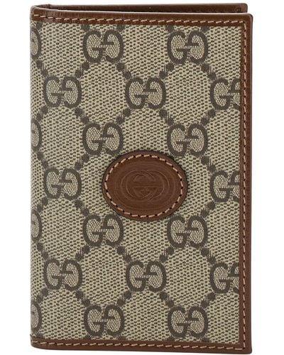 Gucci And Ebony Vertical Card-Holder With Logo Patch - Gray