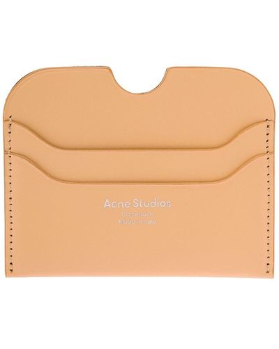 Acne Studios Cardholder With Contrasting Embossed Logo - Natural
