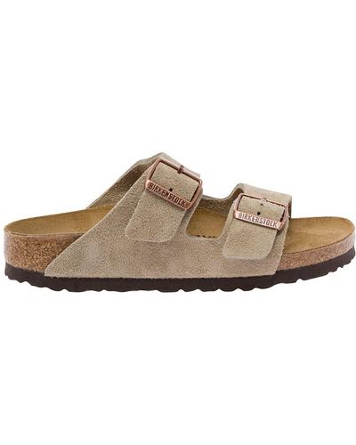 Birkenstock 'Arizona' Slip-On Sandals With Engraved Logo - Brown