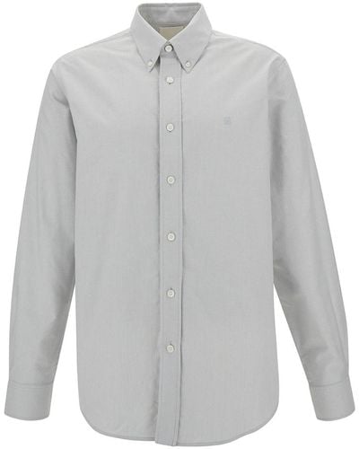 Givenchy Button-Down Shirt With 4G Embroidery - Gray