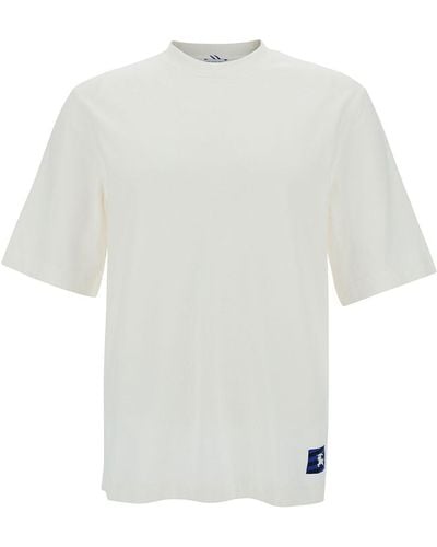 Burberry T-Shirt Girocollo Con Patch Cavaliere Equestre - Bianco