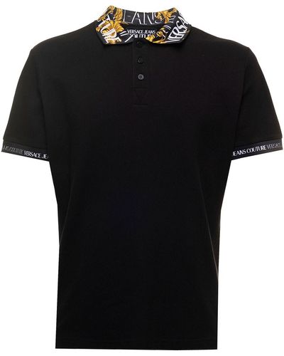 Versace Logo Couture Polo Shirt - Black
