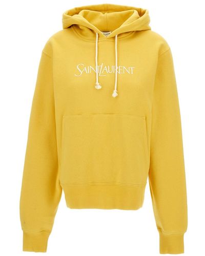 Saint Laurent Hoodie With Logo Embroidery - Yellow