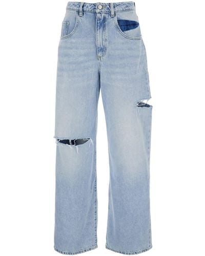 ICON DENIM 'Poppy' Light Wide Jeans With Cut-Out - Blue