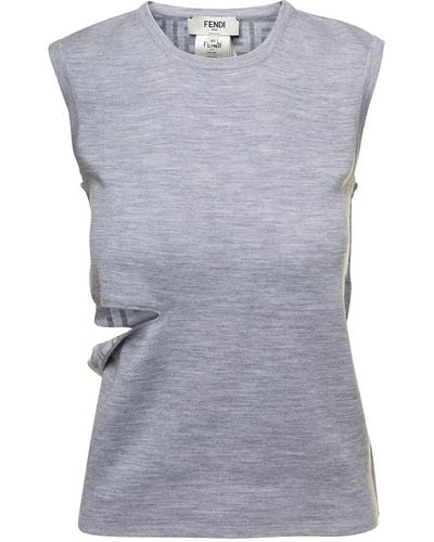 Fendi Reversible Top With Matching Colour Ff Lining - Grey