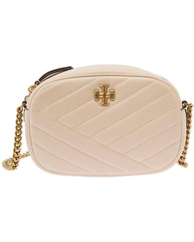 Tory Burch 'Kira' Crossbody Bag With Double T Detail - Natural