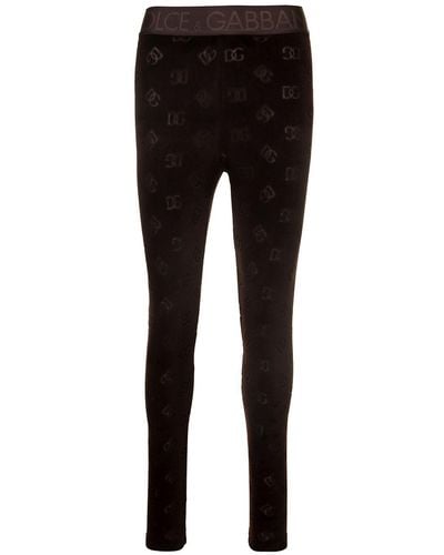 Dolce & Gabbana Dg Velvet Leggings - Black