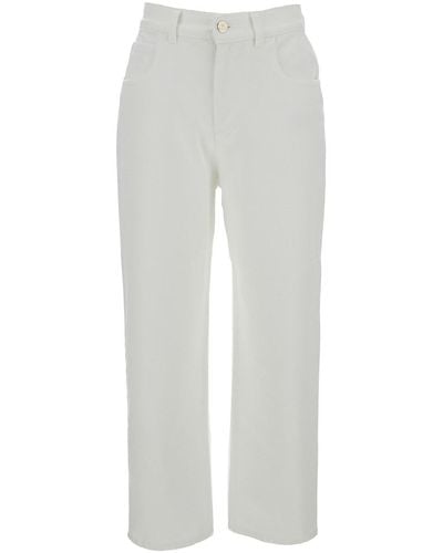 Moncler Crop High Waist Jeans - Gray