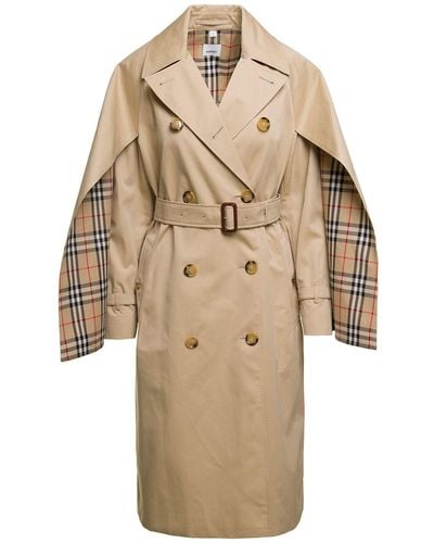 Burberry Cotton Gabardine Trench Coat - Natural