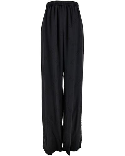 Balenciaga Tracksuit Trousers With All-Over Bal Diagonal Motif - Black