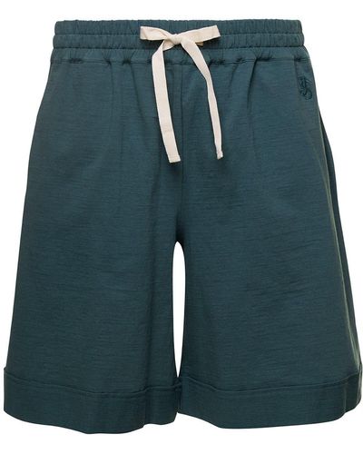 Jil Sander Petrol Shorts With Drawstring - Green