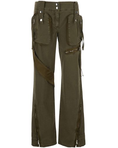 Blumarine Cargo Pants With Satin Inserts Military - Green