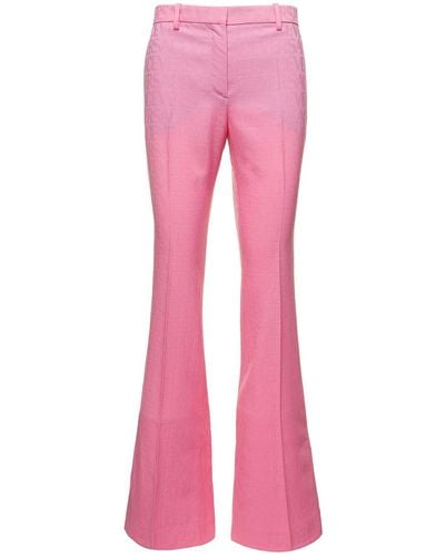 Versace Flare Pants With Tonal Logo Lettering - Pink