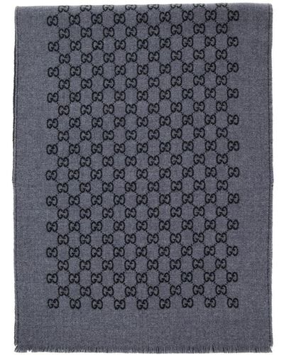 Gucci Scarf With Gg Motif - Blue