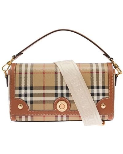 Burberry 'The Note Bag' With All-Over Check Pattern - Metallic