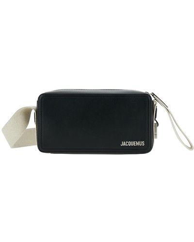 Jacquemus Le Cuerda Horizontal Brand-plaque Leather Cross-body Bag - Black