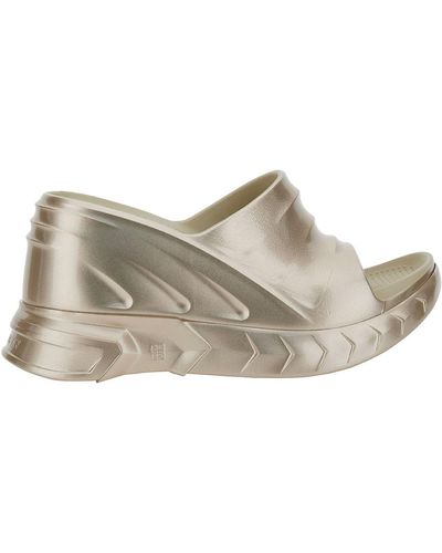 Givenchy 'Marshmallow' -Toned Wedge Sandals With 4G Logo - Gray