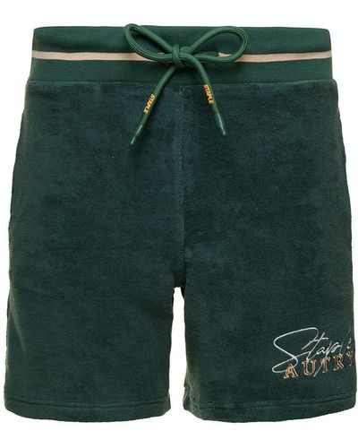Autry Green Bermuda Shorts With Drawstring And Staple X Logo Detail In Jersey