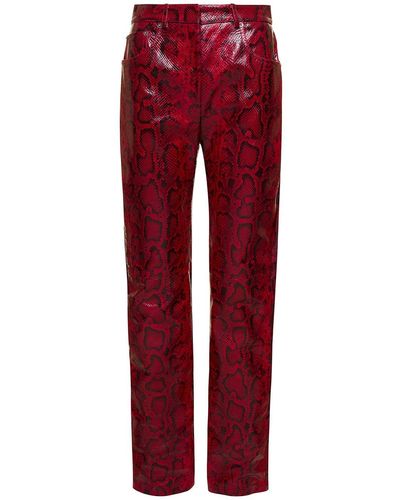 Sportmax Pants With Snape Print - Red