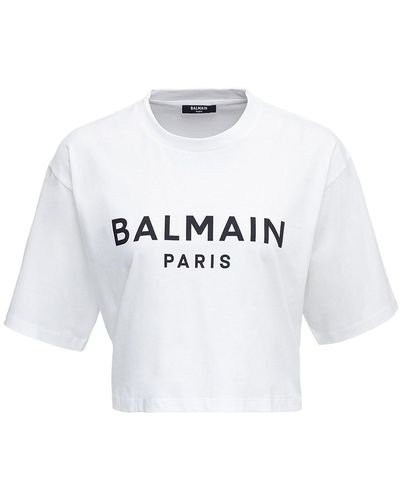 Balmain Cropped Logo T-shirt - White