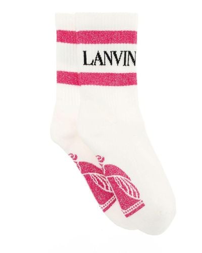 Lanvin Women's And Pink Cotton Socks With Logo