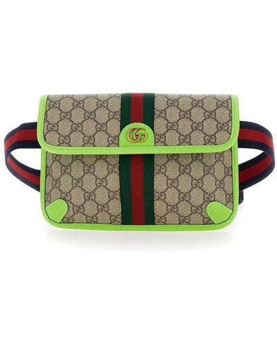 Gucci 'Small Ophidia Gg' And Ebony Backpack With Web Detail - Green