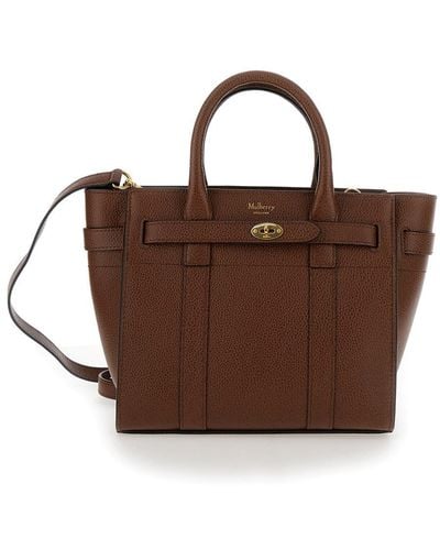Mulberry 'Mini Bayswater' Crossbody Bag With Laminated Logo - Brown