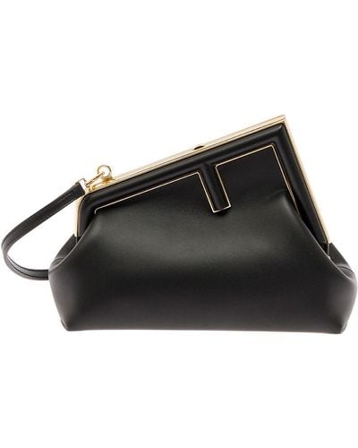 Fendi ' First Small' Clutch With Shoulder Strap - Black
