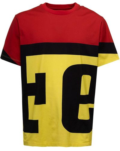 Ferrari Man's Red And Cotton T-shirt With Logo - Yellow