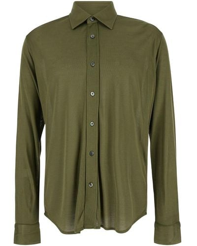Tom Ford Camicia Satin Khaki - Verde