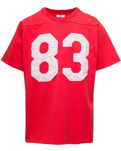 ERL T-Shirt Stile Football Con Stampa 83 - Rosso
