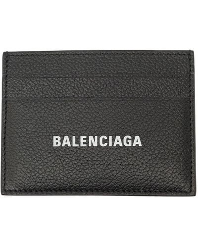 Balenciaga Card Holderr With Contrasting Logo Print - Grey