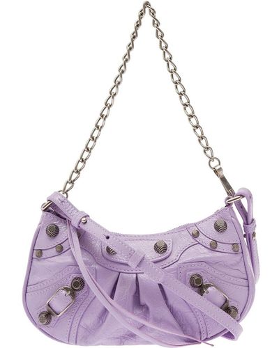 Balenciaga Le Cagole Mini Lilac Leather Shoulder Bag Woman - Purple